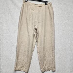 Parisian Signature 100% Linen Pants Size 12 Oatmeal Straight Leg Beach Neutral